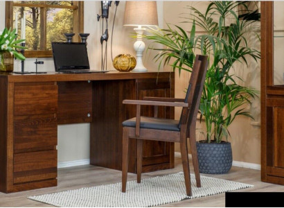 Büro set garnitur einrichtung tisch + sessel massiv holz möbel eiche vollholz